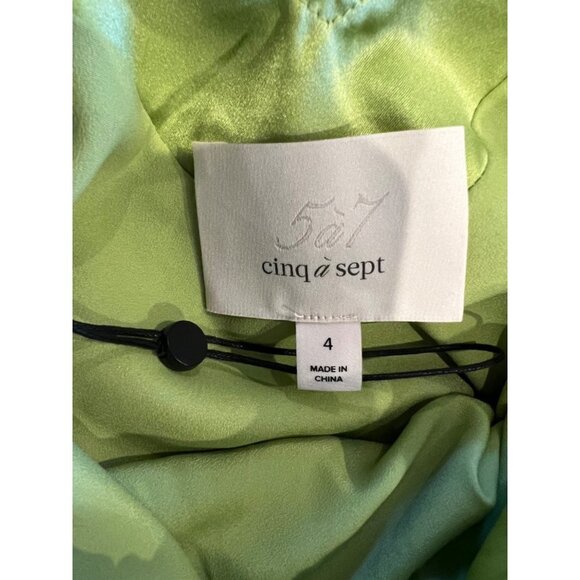 Cinq a Sept Petunya Ruffle Silk Slip Dress Prickly Pear Green Size 4 - Picture 6 of 8